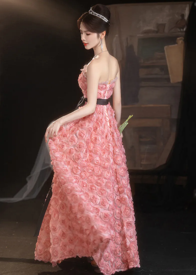 Romantic-Pink-Strapless-3D-Rose-Floral-Evening-Gown-Prom-Party-Dress15