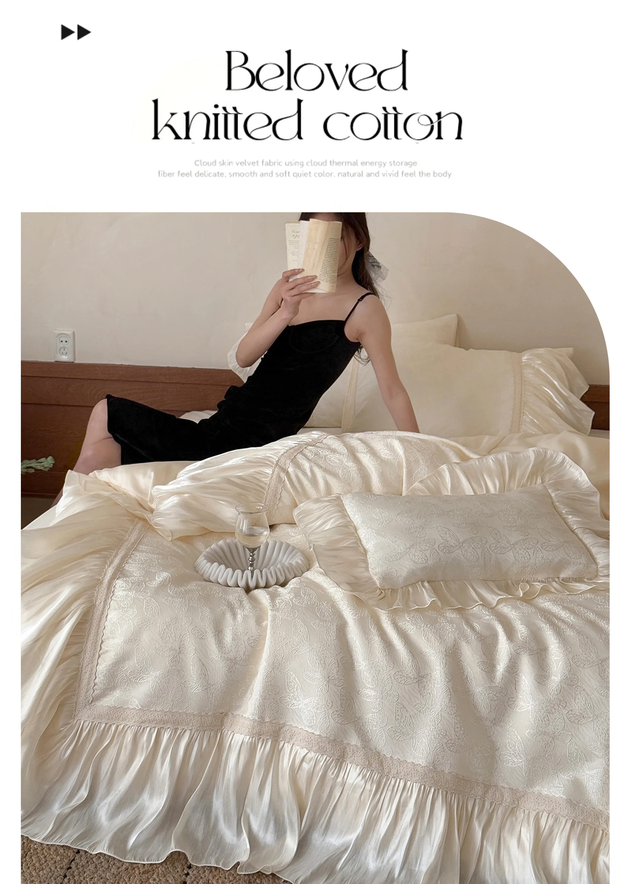 Sweet-Exquisite-Butterfly-Jacquard-Tencel-Cotton-Pleated-Hem-Bedding-Set14
