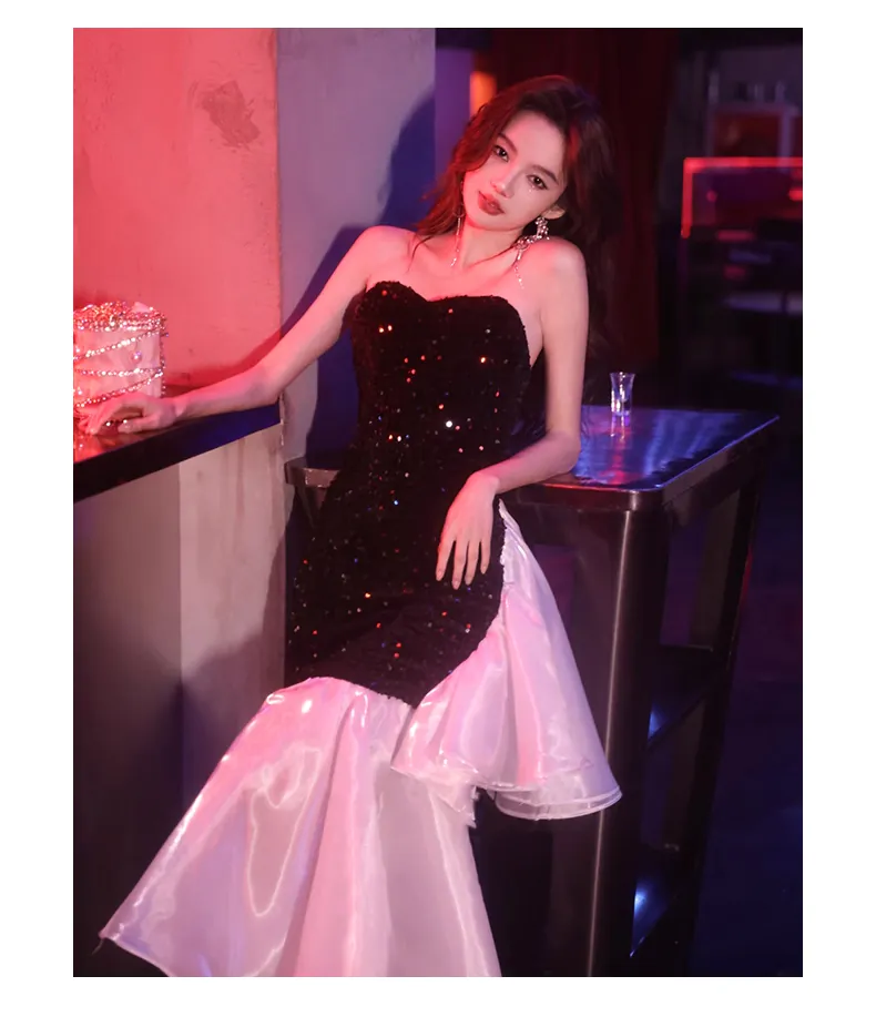 Chic-Black-Sequin-Irregular-Hem-Fishtail-Celebrity-Formal-Evening-Dress08