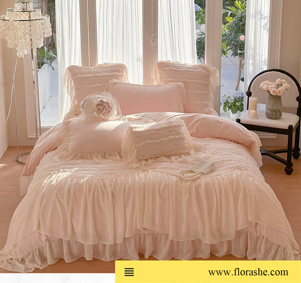 Elegant-Ruffle-Lace-260g-Matte-Flannel-Velvet-Plush-Bedding-4-Pcs-Set09