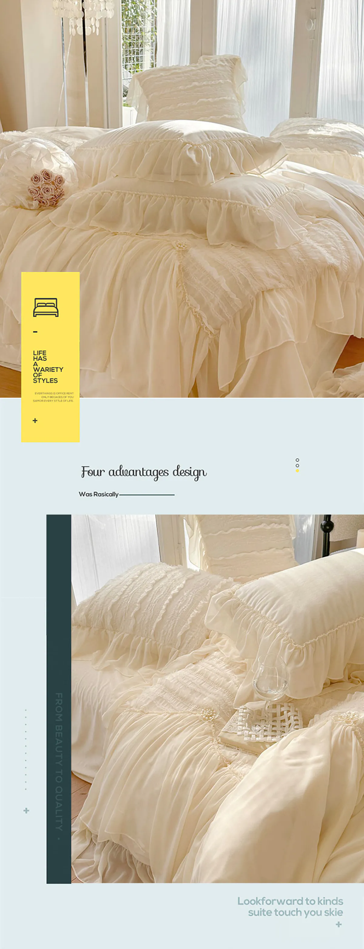 Elegant-Ruffle-Lace-260g-Matte-Flannel-Velvet-Plush-Bedding-4-Pcs-Set16