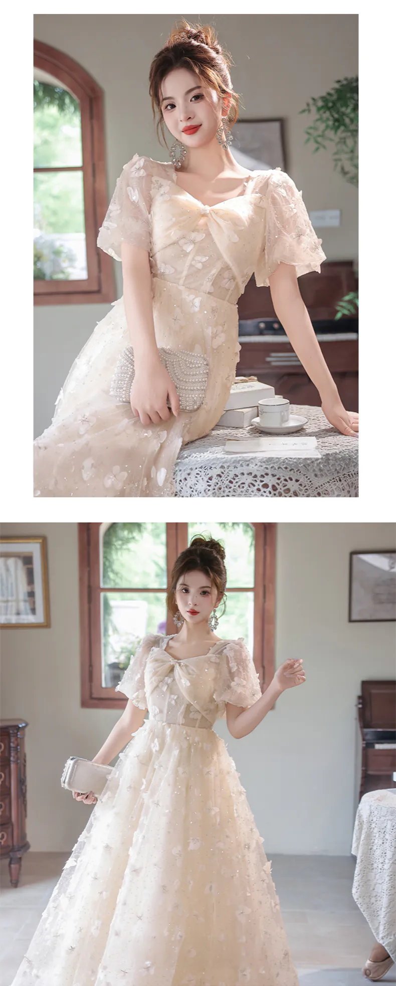 Fairy-Light-Champagne-Short-Sheer-Sleeves-3D-Butterfly-Tulle-Formal-Dress11