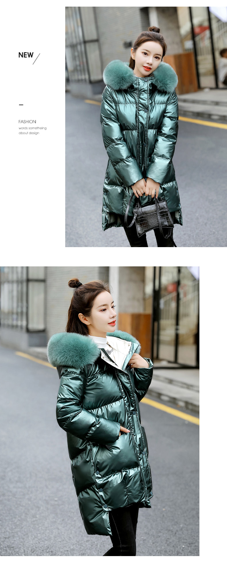 Fashion Winter Thick Outfit Warm Fur Hooded Cotton Down Coat13