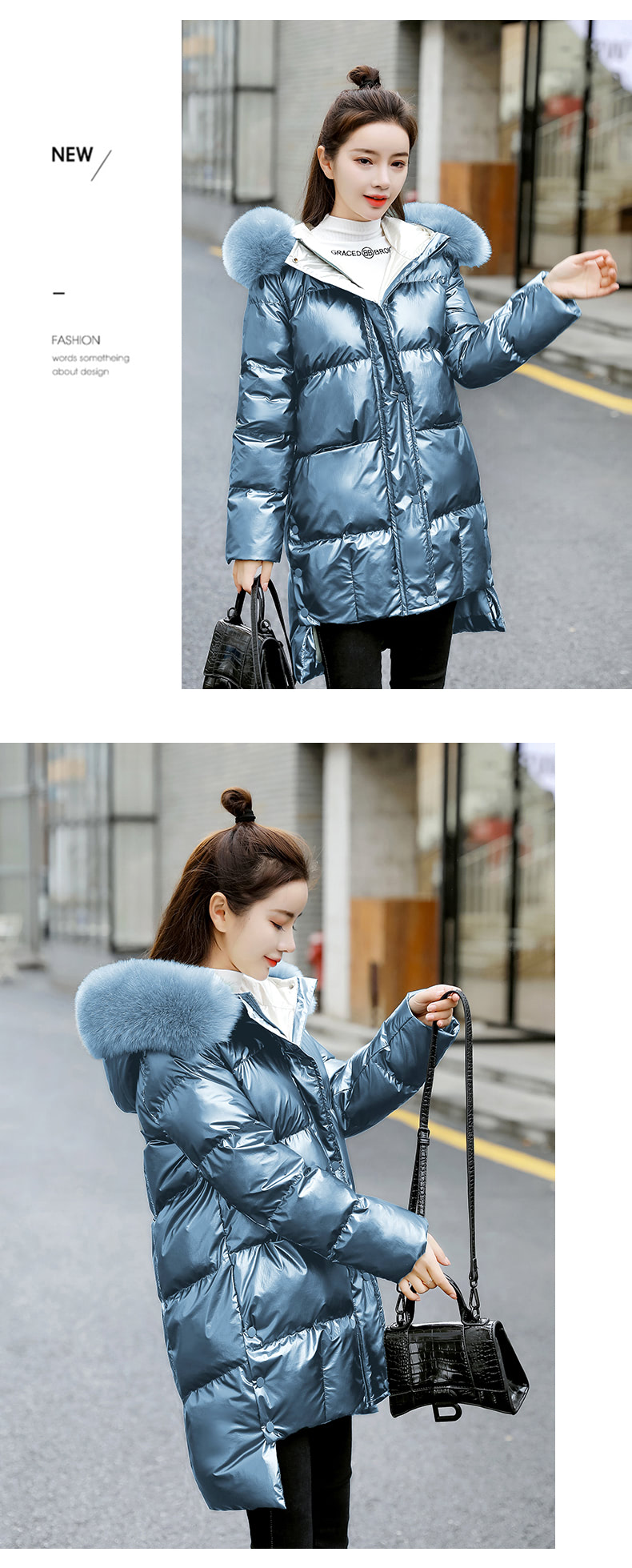 Fashion Winter Thick Outfit Warm Fur Hooded Cotton Down Coat17