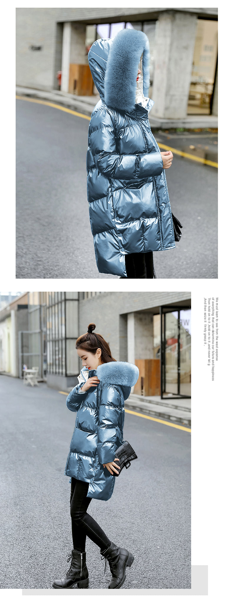 Fashion Winter Thick Outfit Warm Fur Hooded Cotton Down Coat18