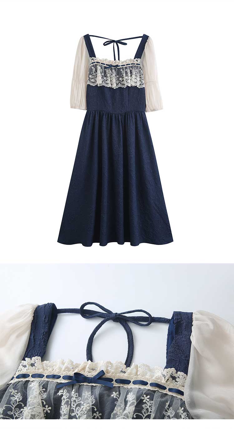 French-Vintage-Dark-Blue-Jacquard-Square-Neck-Lace-Casual-Dress18