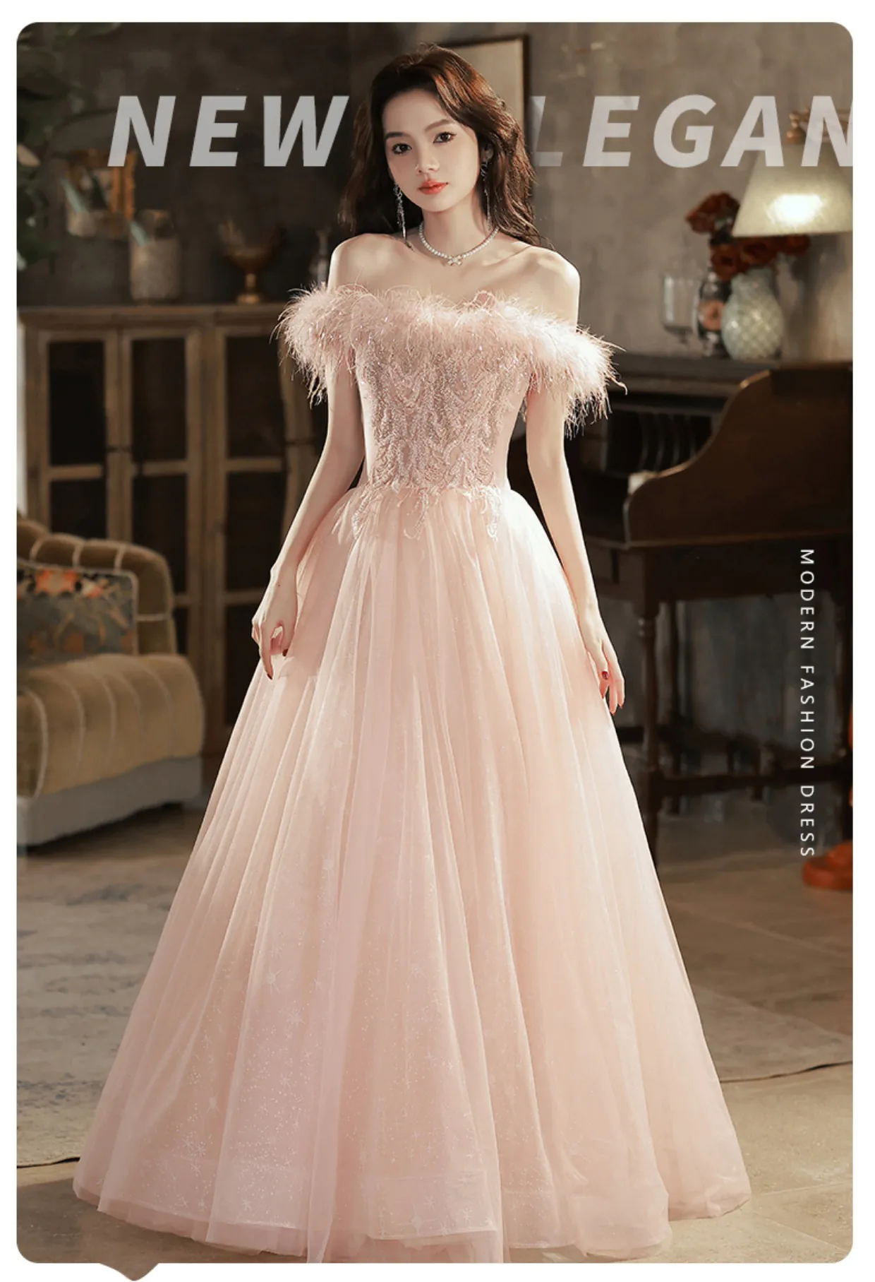 Pink-Off-Shoulder-Feather-Cocktail-Party-Prom-Dress-Evening-Gown06