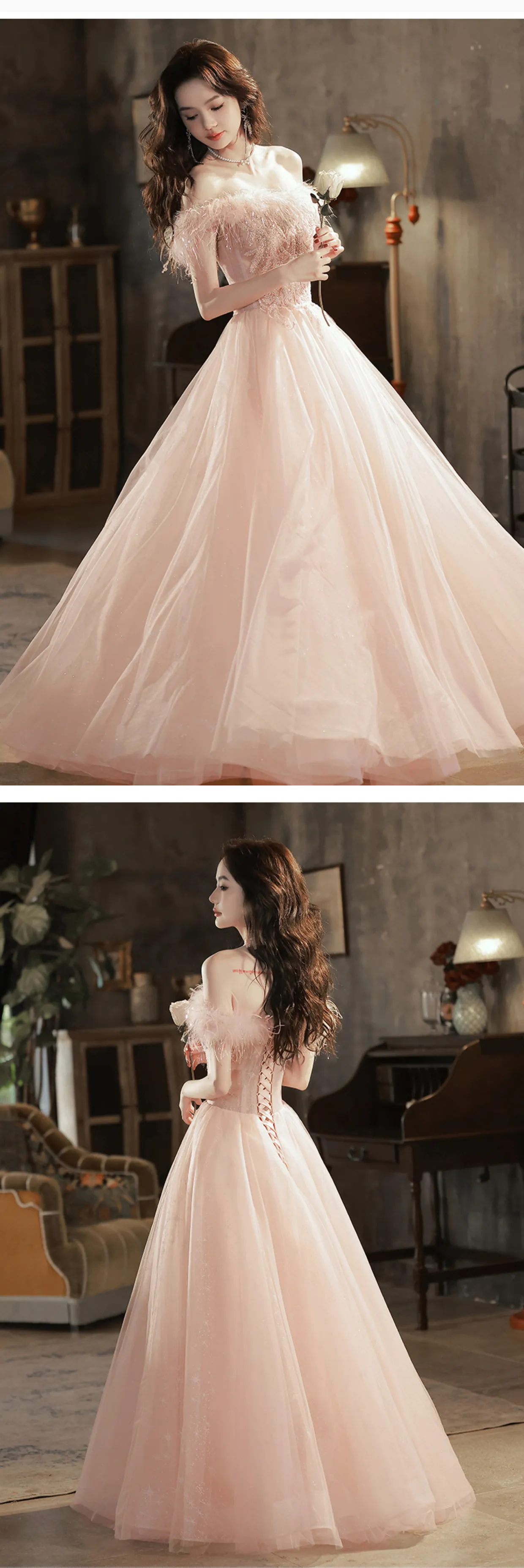 Pink-Off-Shoulder-Feather-Cocktail-Party-Prom-Dress-Evening-Gown13