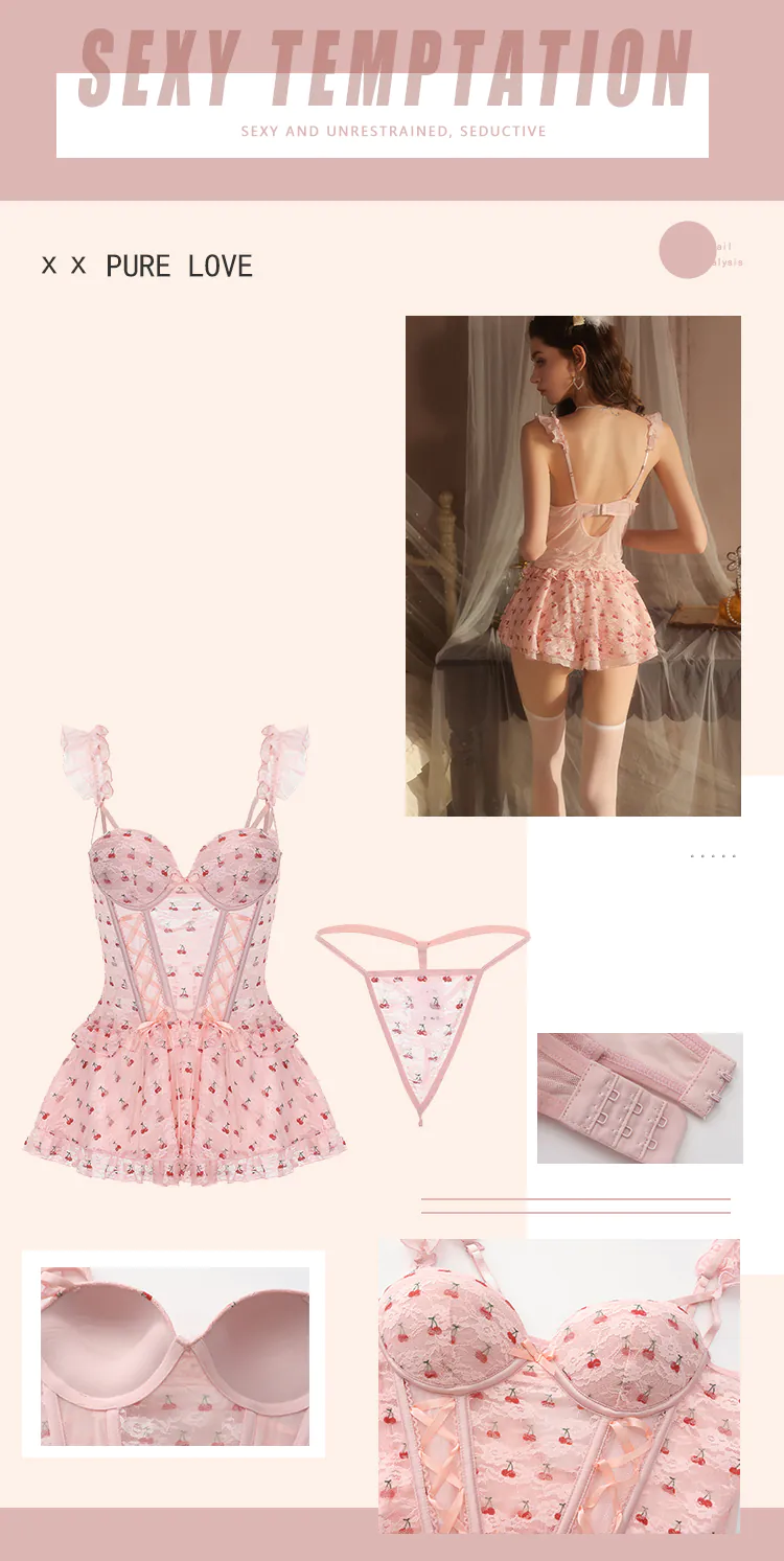 Princess-Pink-Cherry-Print-Corset-Mesh-Lace-Plus-Size-Babydoll-Nightdress08