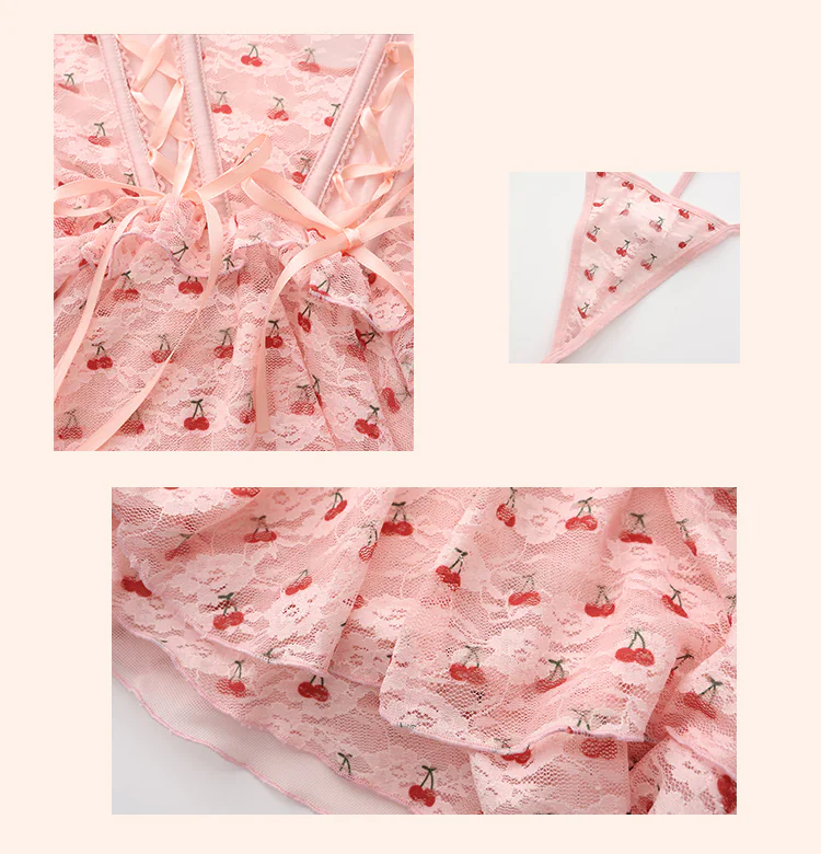 Princess-Pink-Cherry-Print-Corset-Mesh-Lace-Plus-Size-Babydoll-Nightdress09