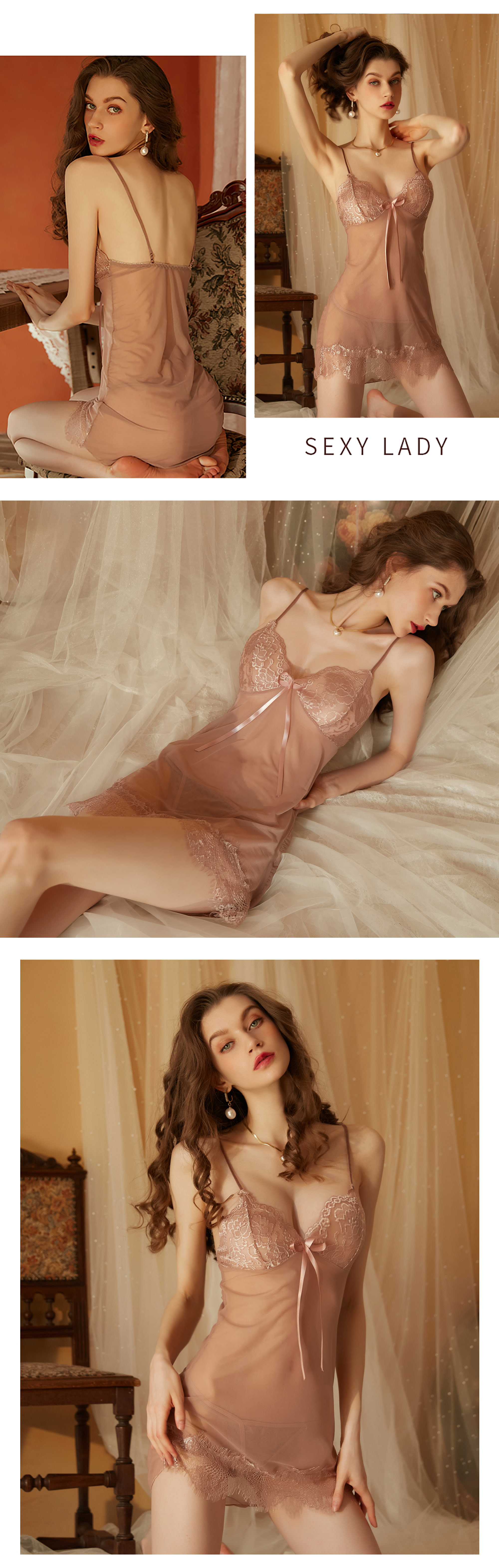 Sexy Sheer Lace Pajama Set Transparent Sexy Temptation Sleepwear20