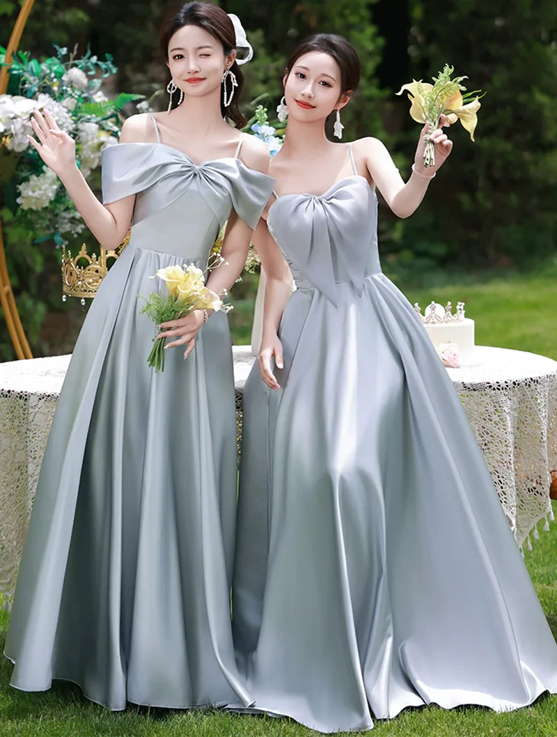 Elegant Gray Color Prom 2024 Dress, Wedding Guest Bridesmaid Dress