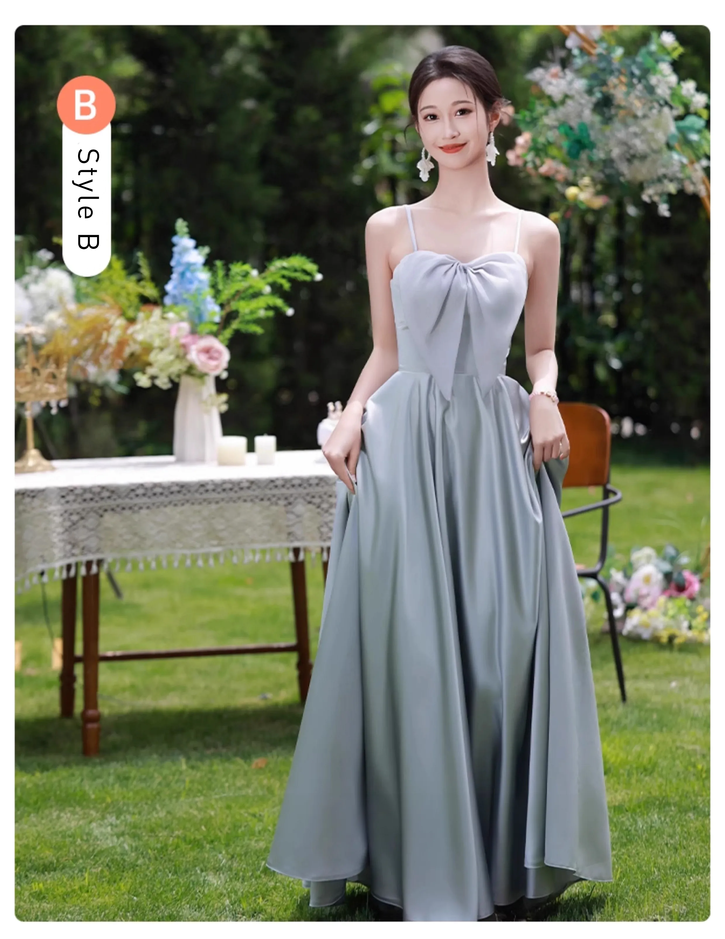 Gray Bridesmaids Fit & Flare A-Line Maxi Wedding Party Dress - IMALLURE XL / Style A Gray Bridesmaids Fit & Flare A-Line Maxi Wedding Party Dress - IMALLURE XL / Style A