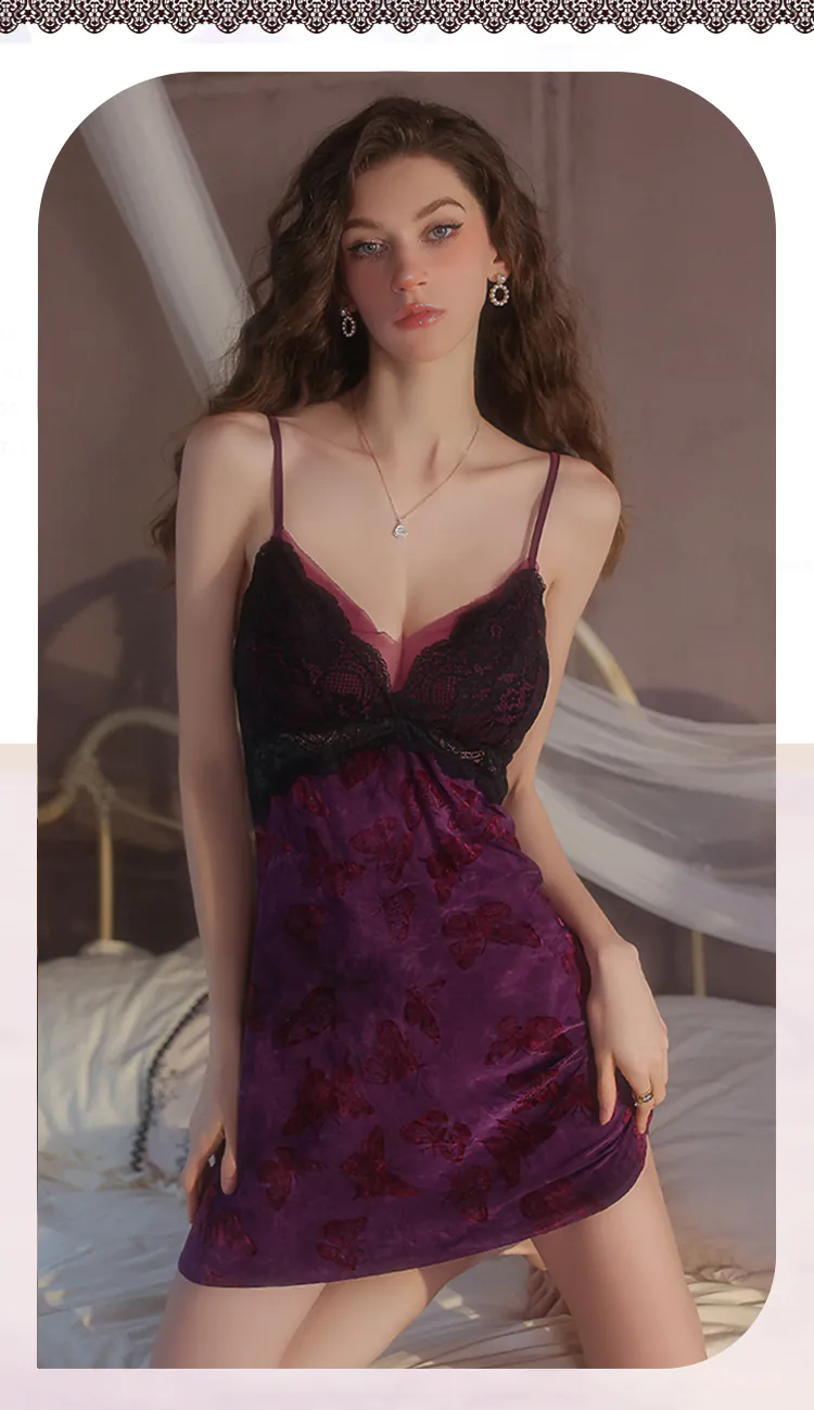 Soft-Flocked-Velvet-Butterfly-Lingerie-Nightdress-with-Removable-Bra-Pads08