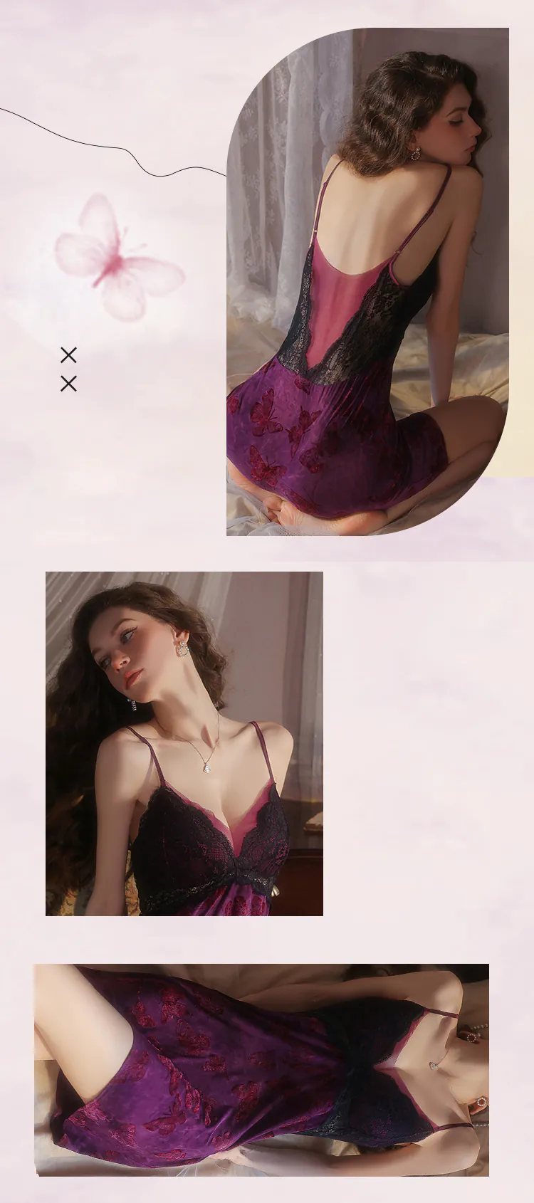 Soft-Flocked-Velvet-Butterfly-Lingerie-Nightdress-with-Removable-Bra-Pads09