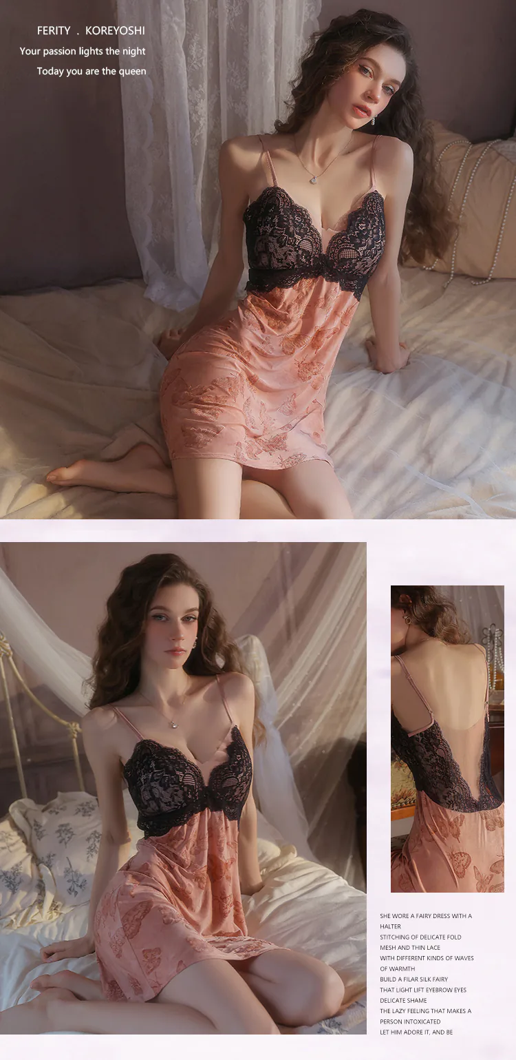 Soft-Flocked-Velvet-Butterfly-Lingerie-Nightdress-with-Removable-Bra-Pads15