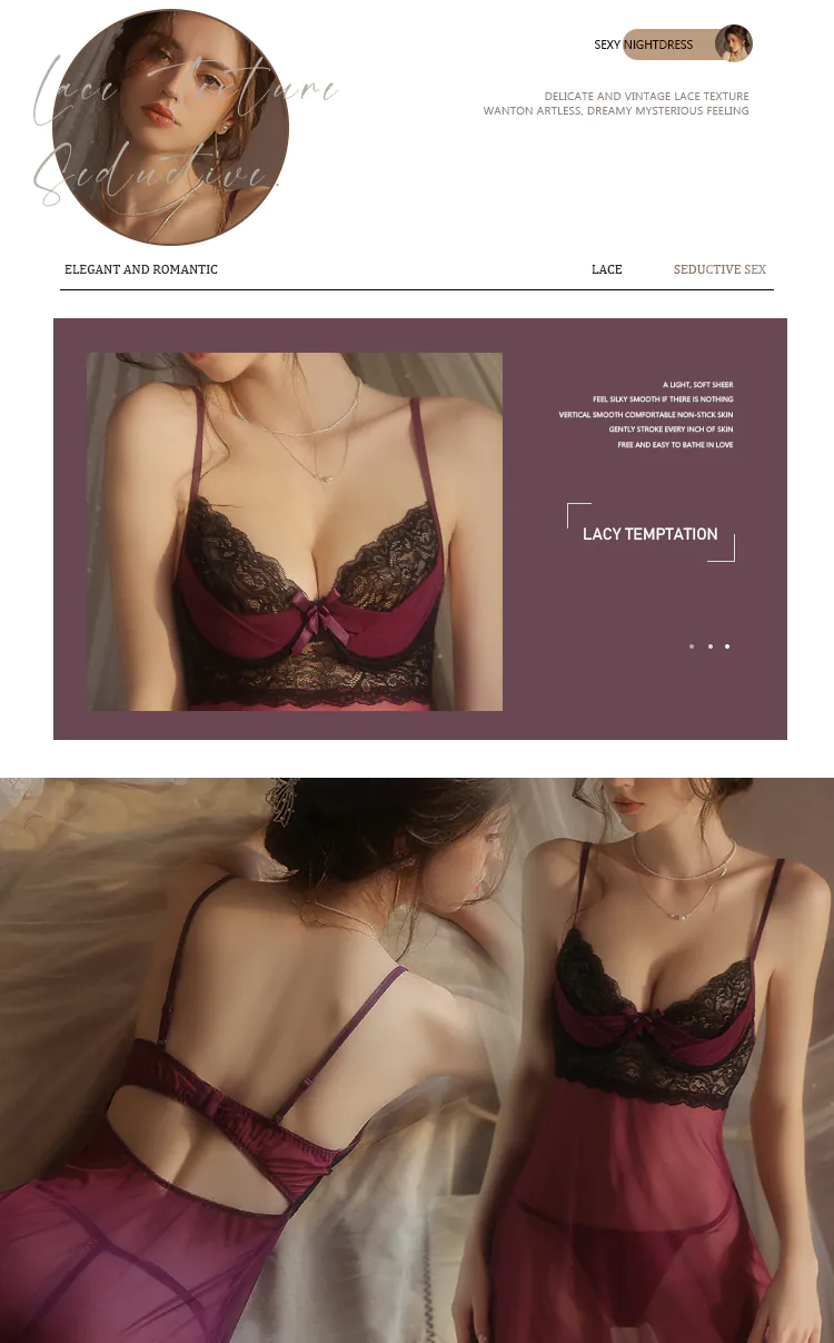 Soft-Plunging-V-Neck-Underwire-Bust-Support-Sheer-Babydoll-Nightgown10