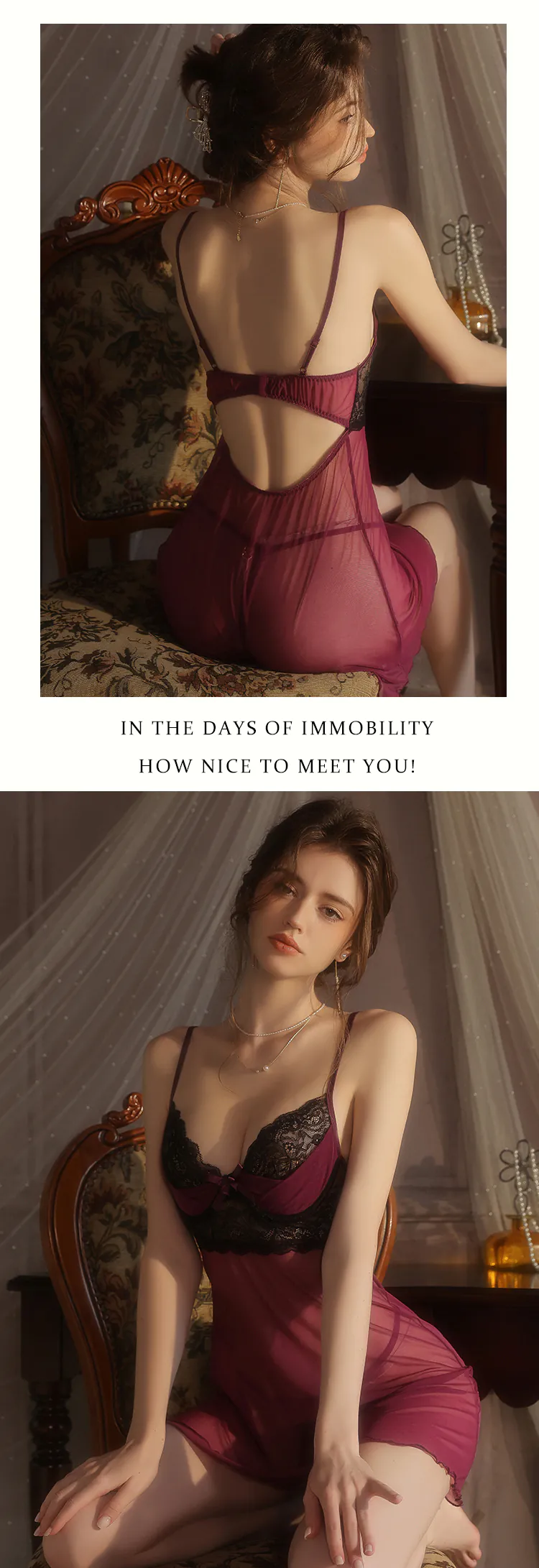 Soft-Plunging-V-Neck-Underwire-Bust-Support-Sheer-Babydoll-Nightgown13