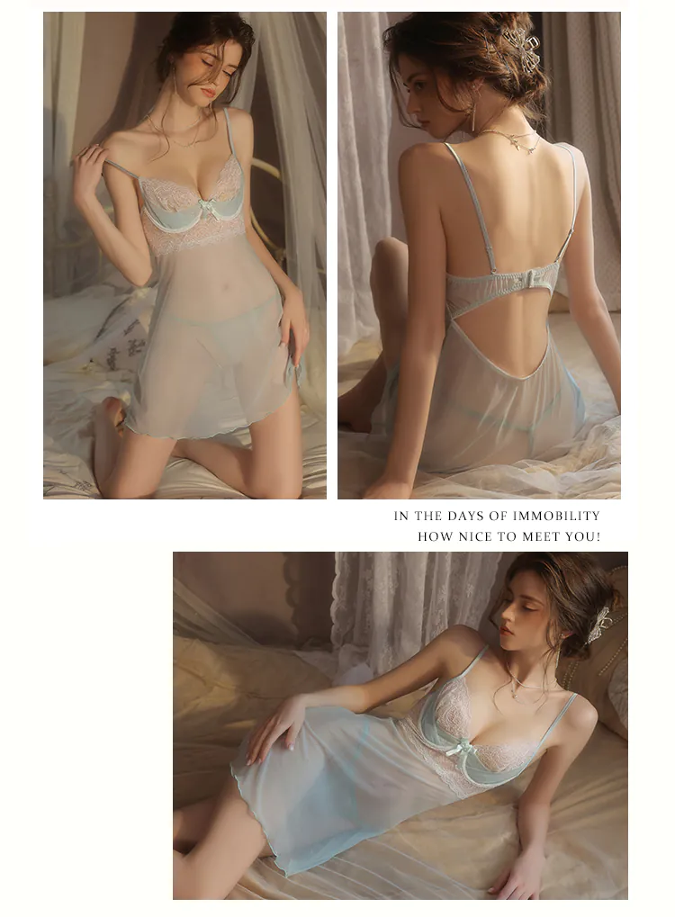 Soft-Plunging-V-Neck-Underwire-Bust-Support-Sheer-Babydoll-Nightgown16