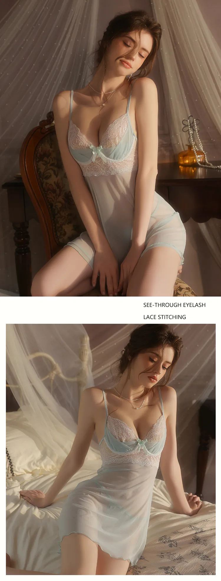 Soft-Plunging-V-Neck-Underwire-Bust-Support-Sheer-Babydoll-Nightgown17