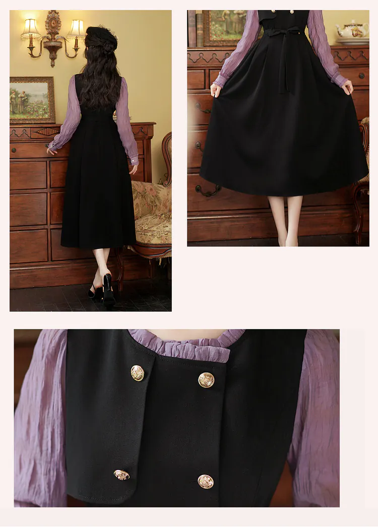 Sweet-French-Retro-Long-Sleeve-Fake-Two-Piece-Black-Casual-Dress09