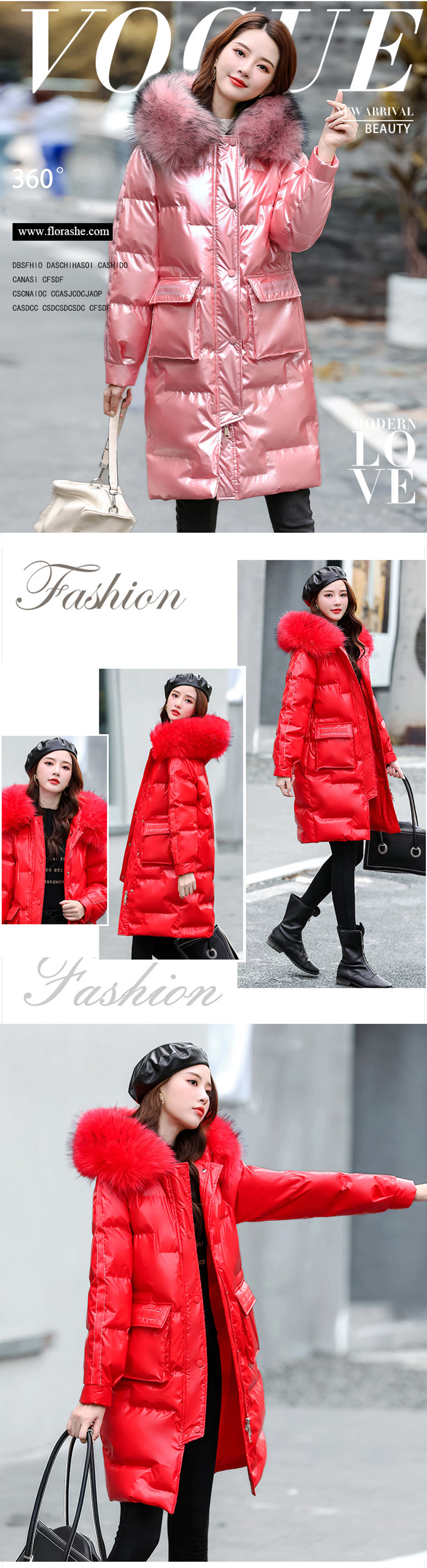 Women's Winter Slim Outfit Zipper Fur Hooded Outwear Coat09