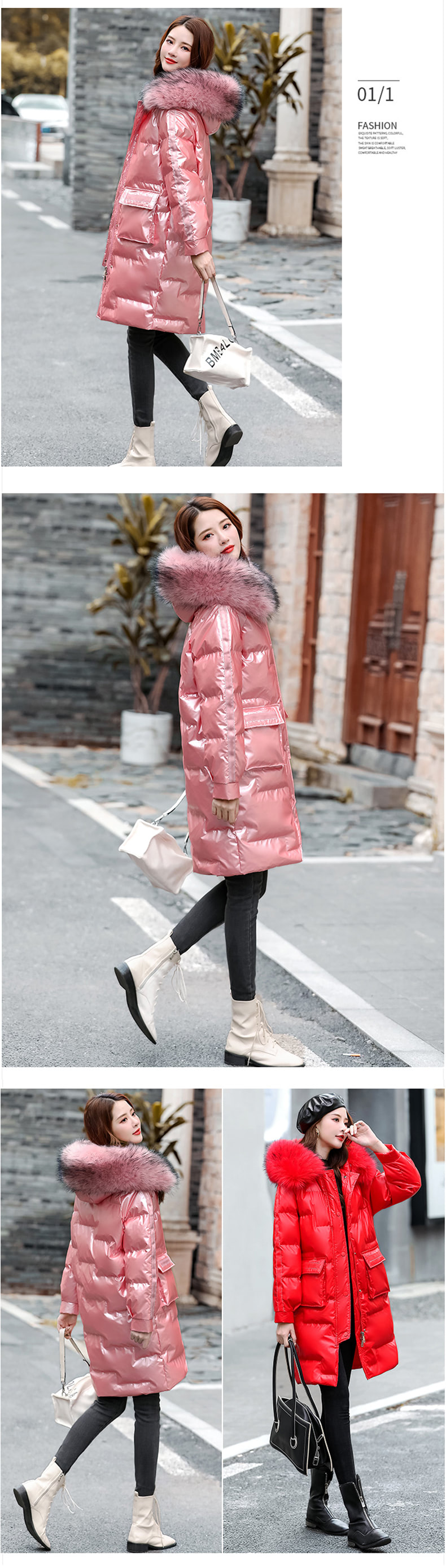 Women's Winter Slim Outfit Zipper Fur Hooded Outwear Coat13