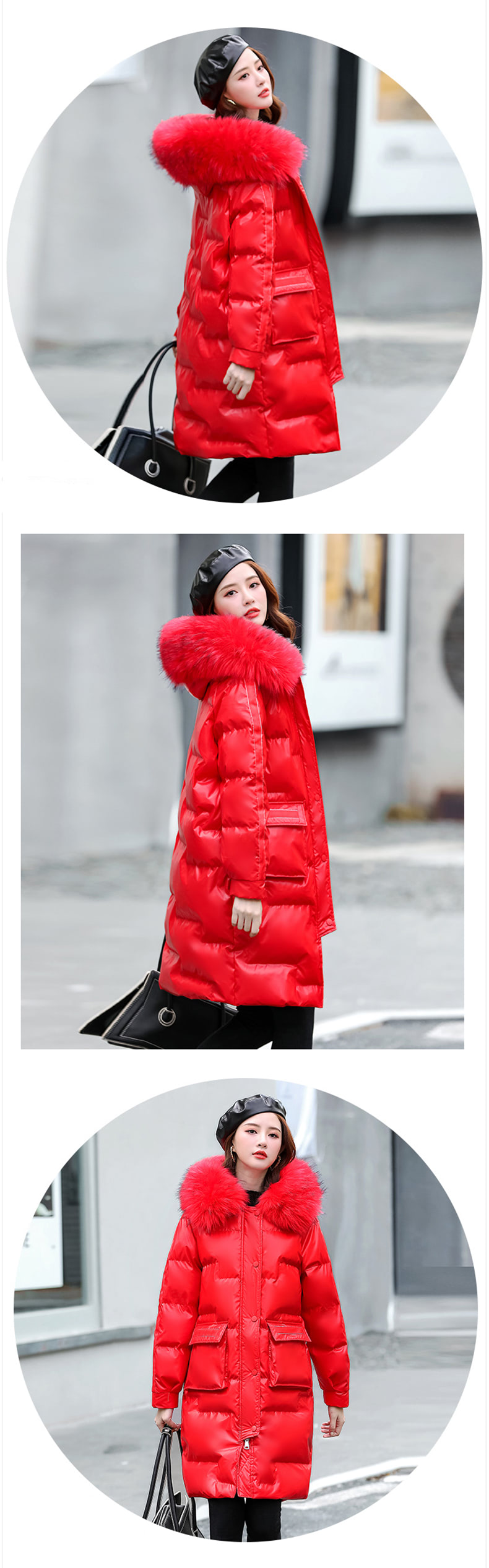 Women's Winter Slim Outfit Zipper Fur Hooded Outwear Coat15
