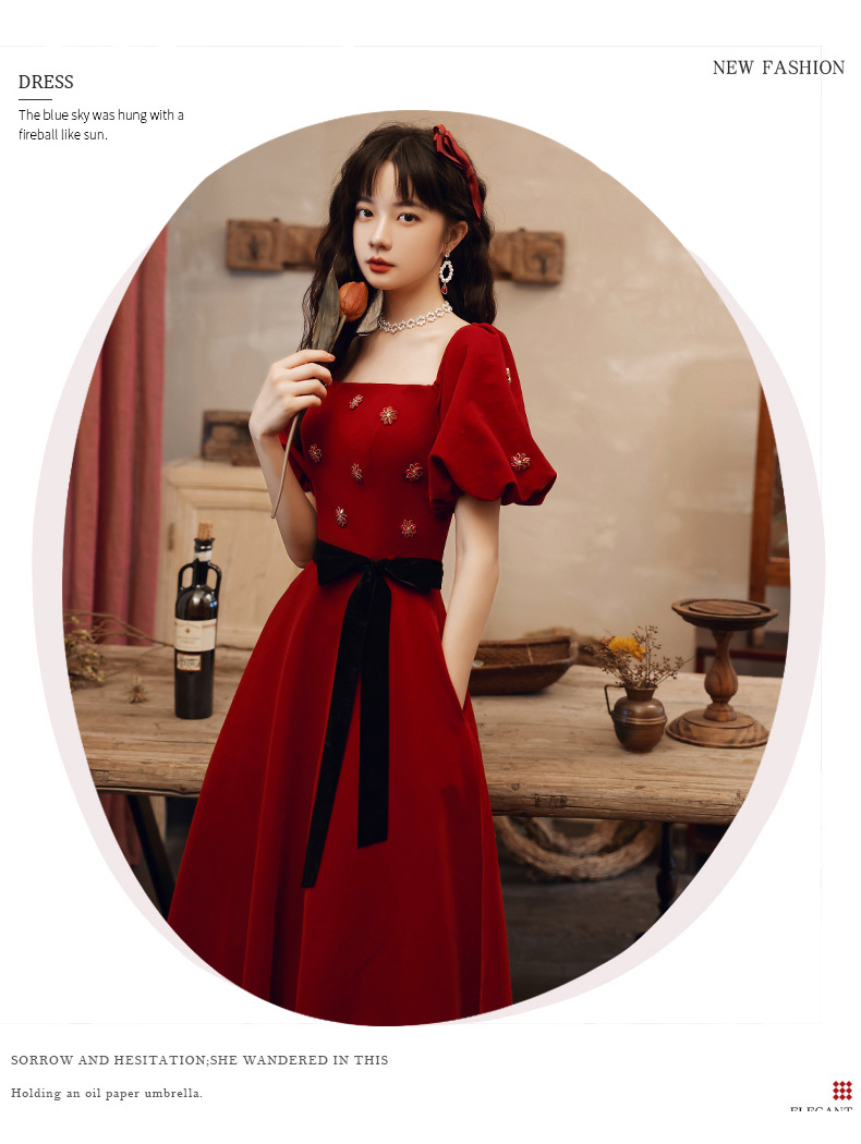 Simple Charming Velvet Wine Red Formal Evening Dress Gown08