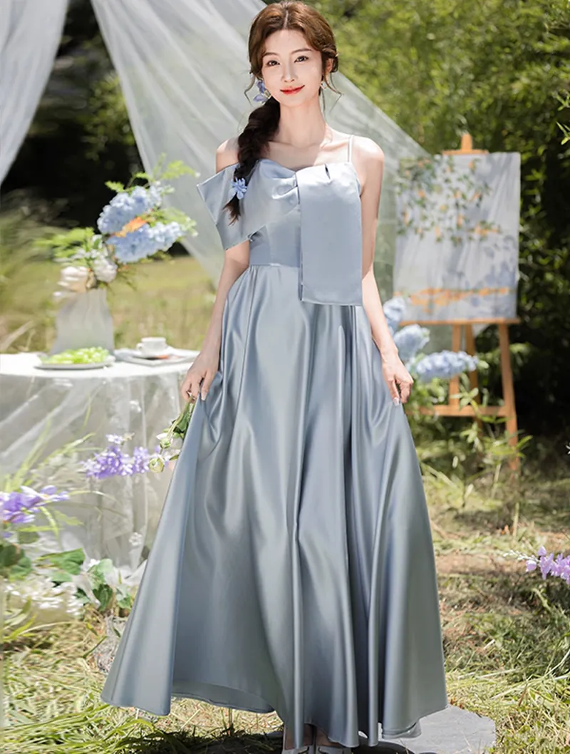 grey silky dress Cowl Neck Dress
