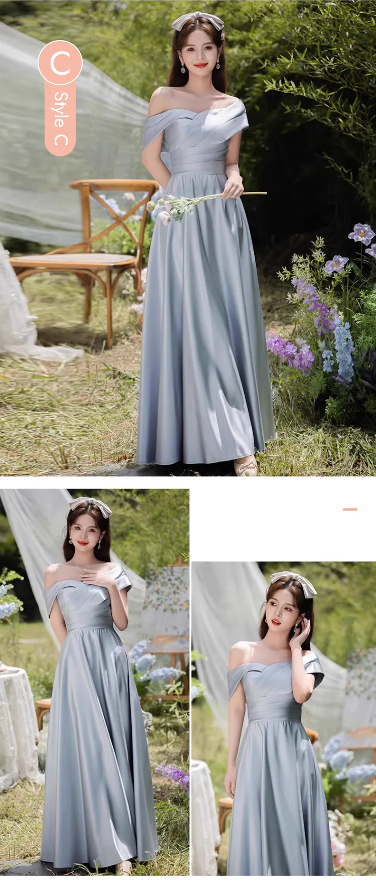 Gray Bridesmaids Fit & Flare A-Line Maxi Wedding Party Dress - IMALLURE L / Style A Gray Bridesmaids Fit & Flare A-Line Maxi Wedding Party Dress - IMALLURE L / Style A