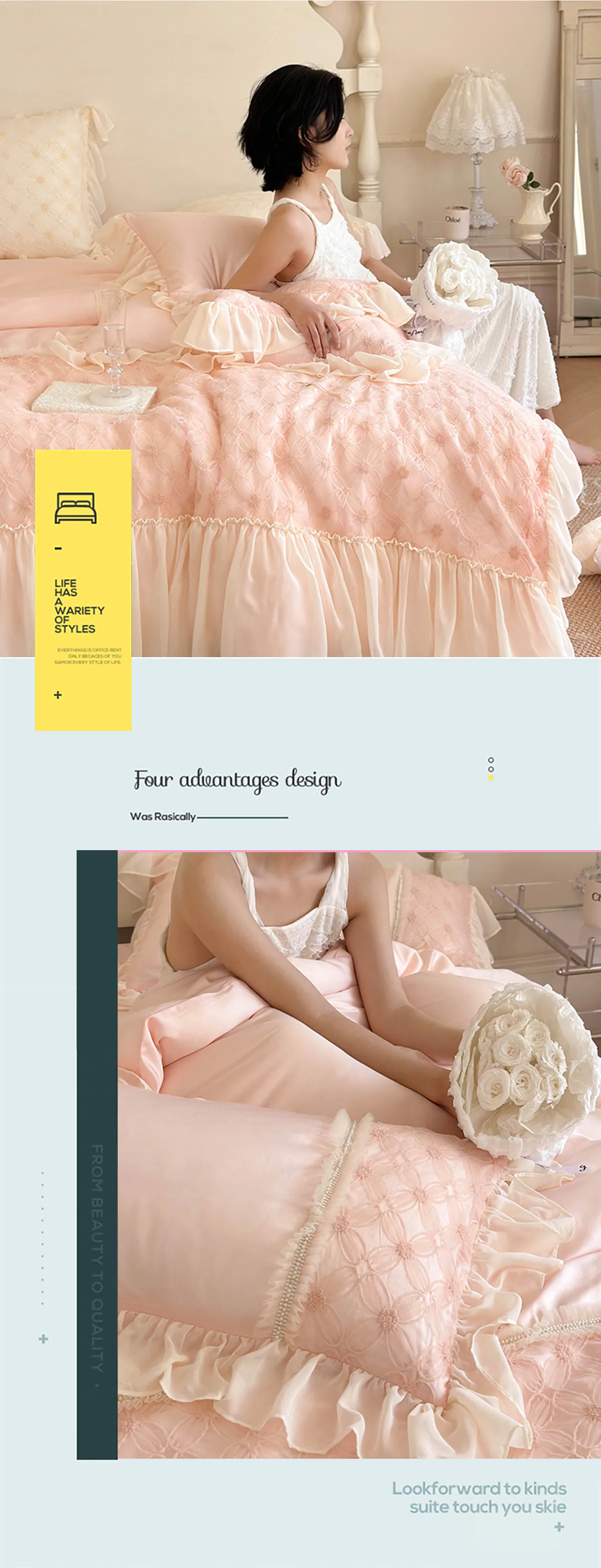 Aesthetic-Floral-Lyocell-Lace-Chiffon-Trim-Duvet-Cover-Bedsheet-Set22