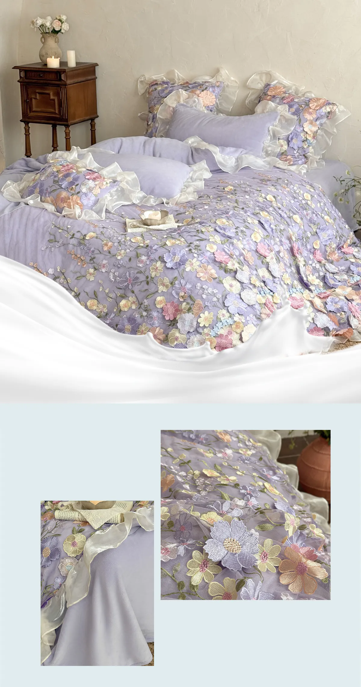 Artistic-3D-Flower-230g-High-Weight-Milk-Velvet-Bedding-4-Pcs-Set13