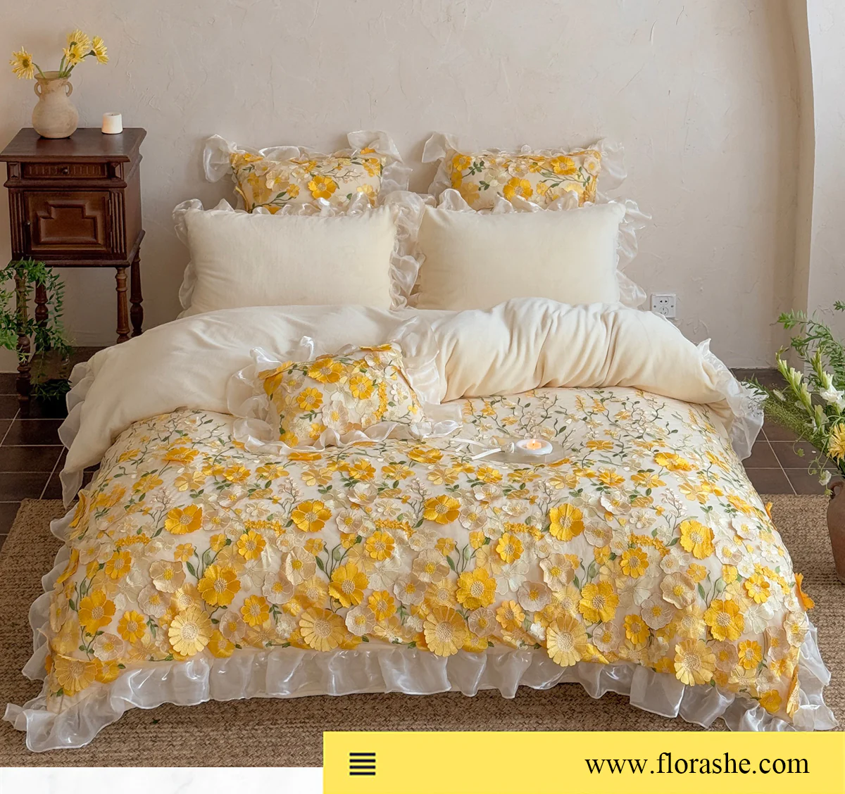 Artistic-3D-Flower-230g-High-Weight-Milk-Velvet-Bedding-4-Pcs-Set15