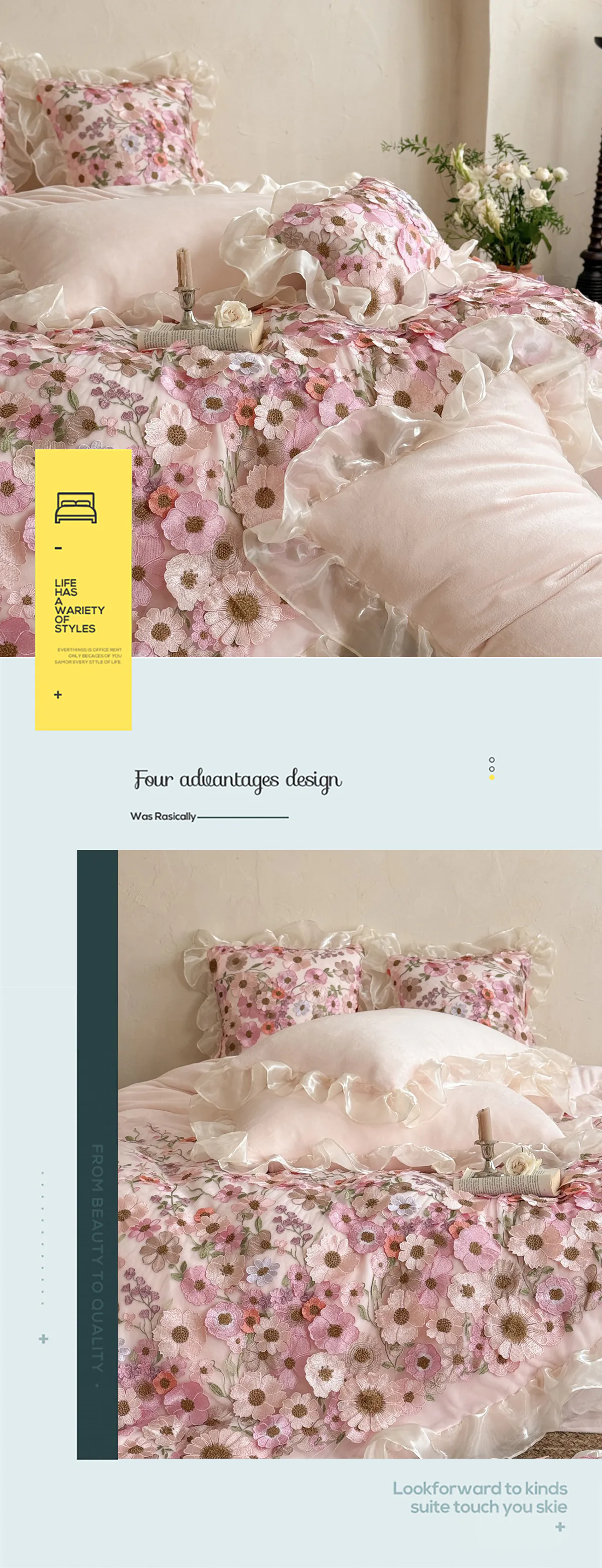 Artistic-3D-Flower-230g-High-Weight-Milk-Velvet-Bedding-4-Pcs-Set22