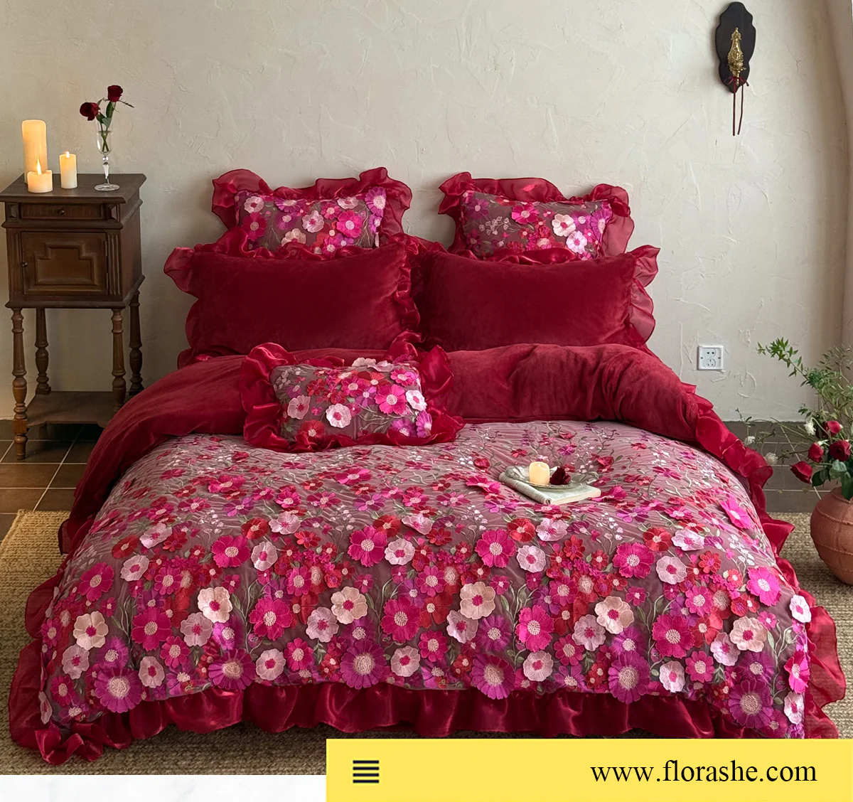 Artistic-3D-Flower-230g-High-Weight-Milk-Velvet-Bedding-4-Pcs-Set25