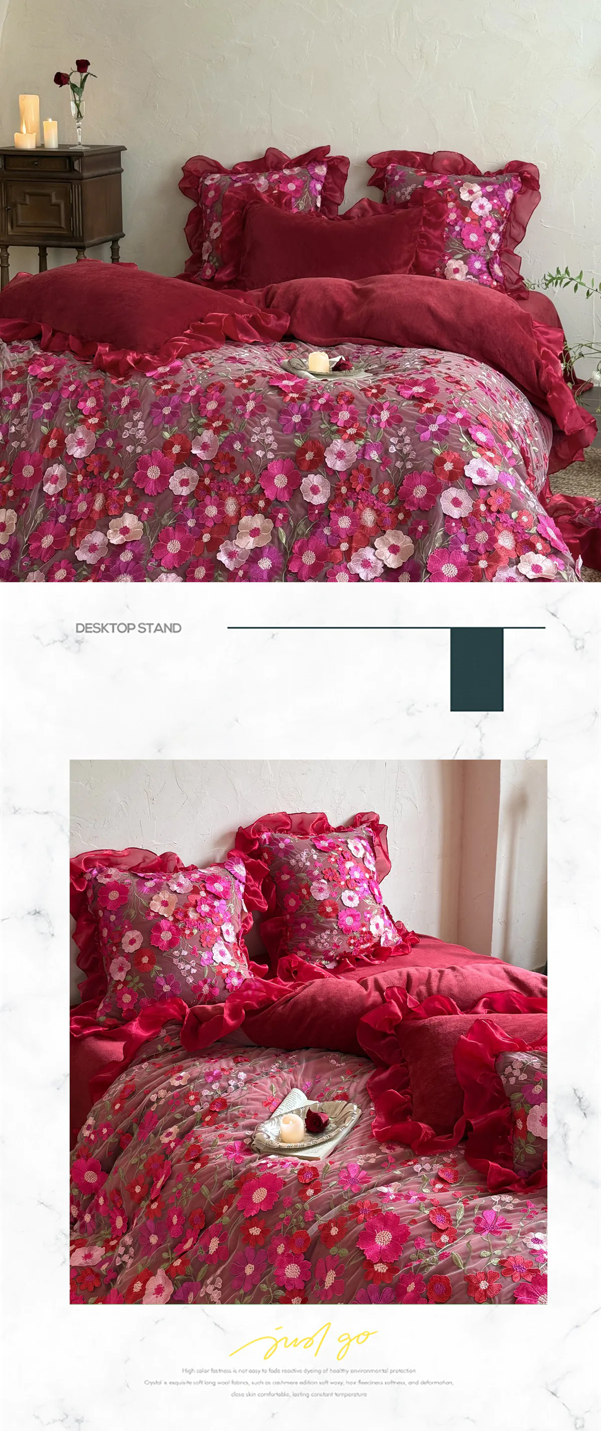 Artistic-3D-Flower-230g-High-Weight-Milk-Velvet-Bedding-4-Pcs-Set29