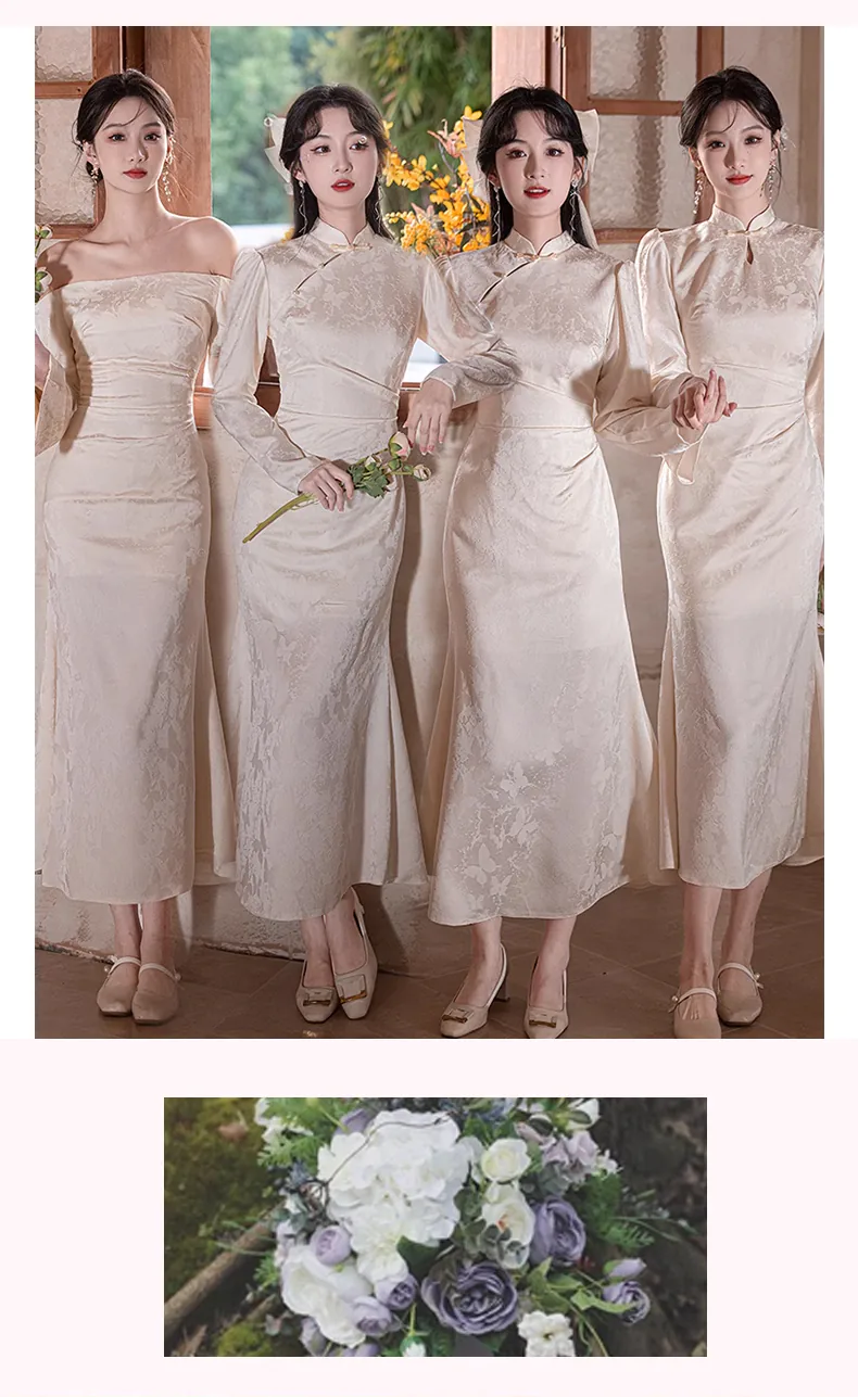 Champagne-Butterfly-Jacquard-Maid-of-Honor-Sister-Group-Bridal-Party-Dress11