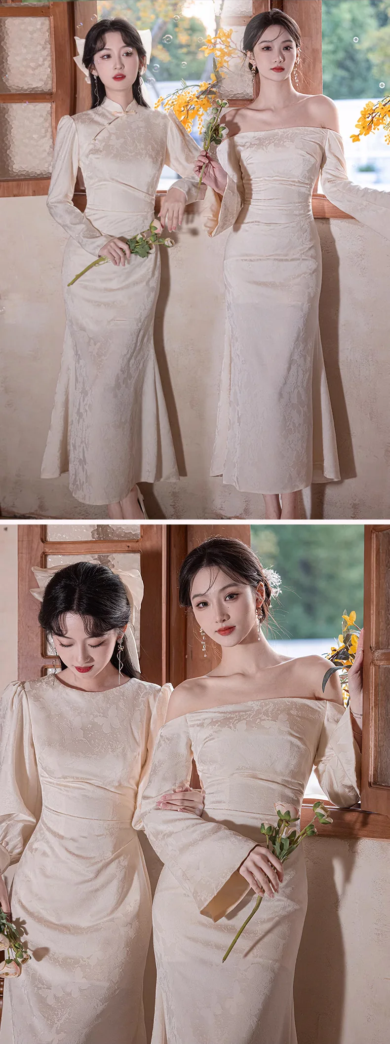 Champagne-Butterfly-Jacquard-Maid-of-Honor-Sister-Group-Bridal-Party-Dress13