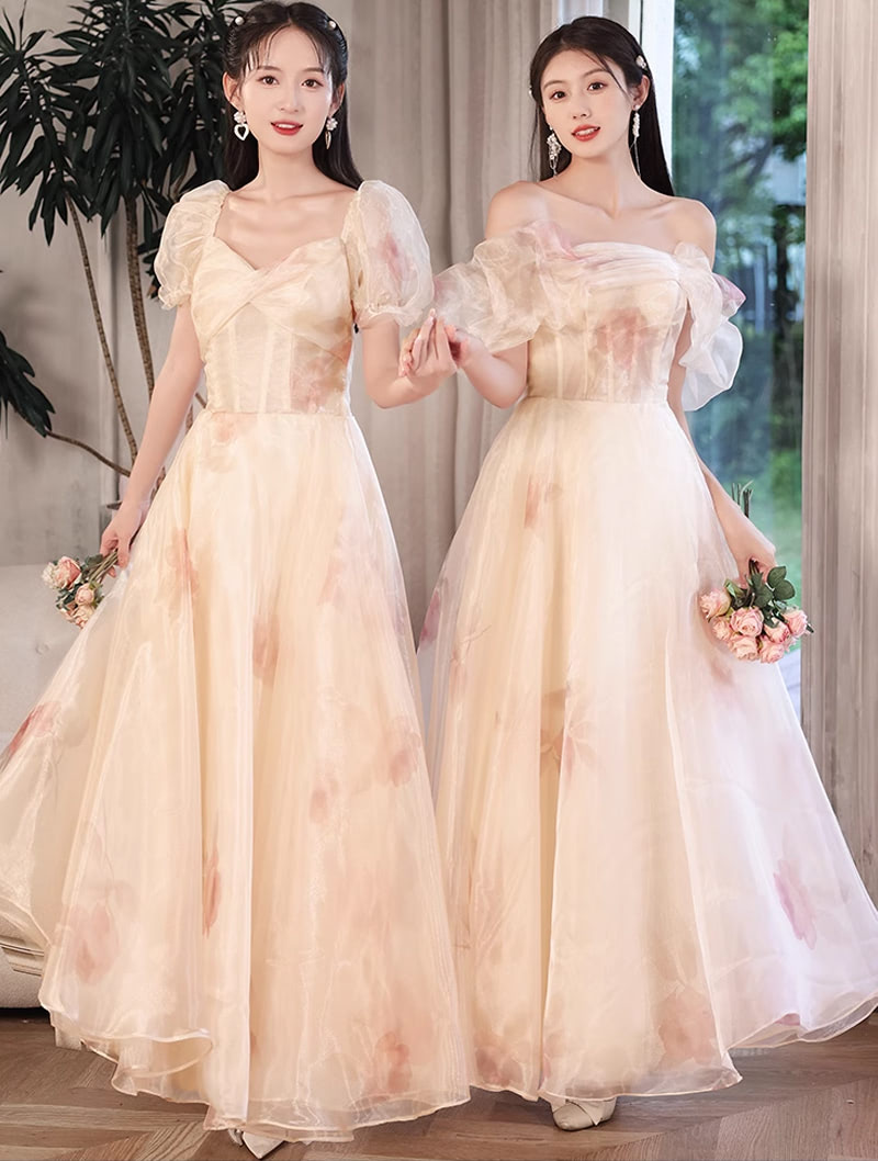 Charming Tulle Bridesmaid Dress Sweet Wedding Party Evening Gown01