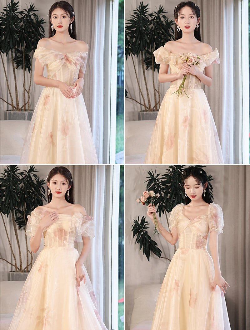 Charming Tulle Bridesmaid Dress Sweet Wedding Party Evening Gown01