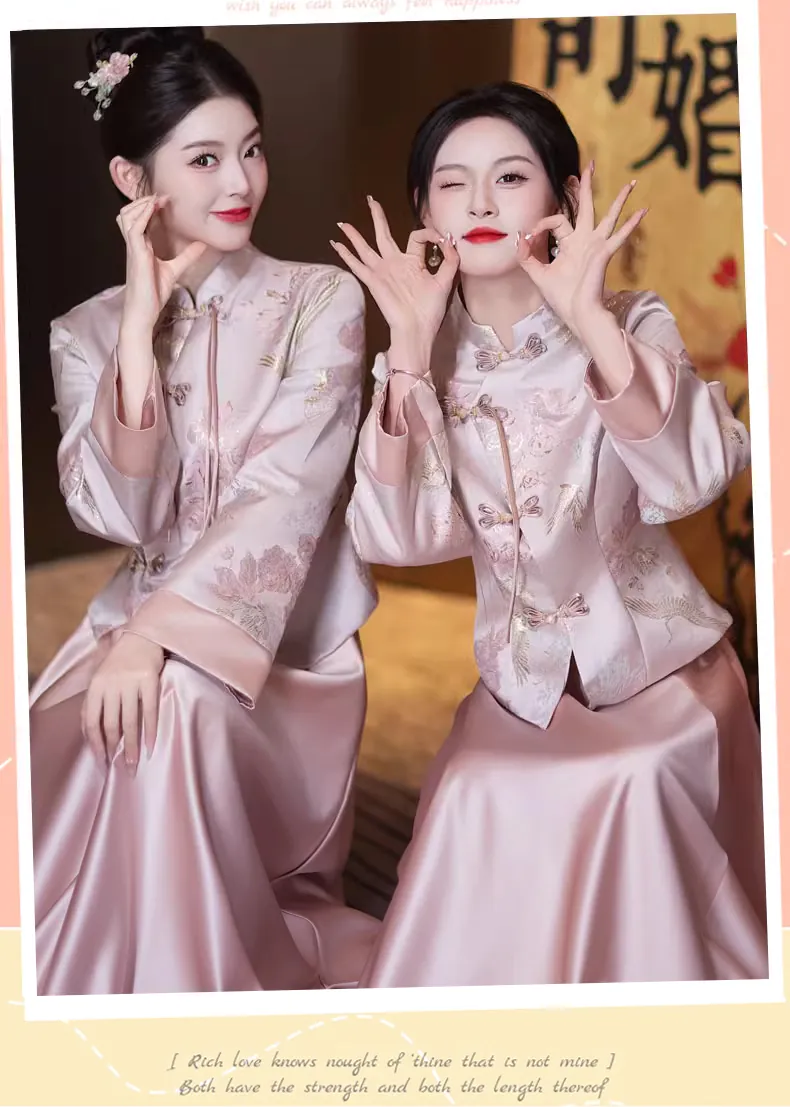 Chic-Modern-Chinese-Style-Pink-Bride-Wedding-Party-Bridesmaid-Dress10