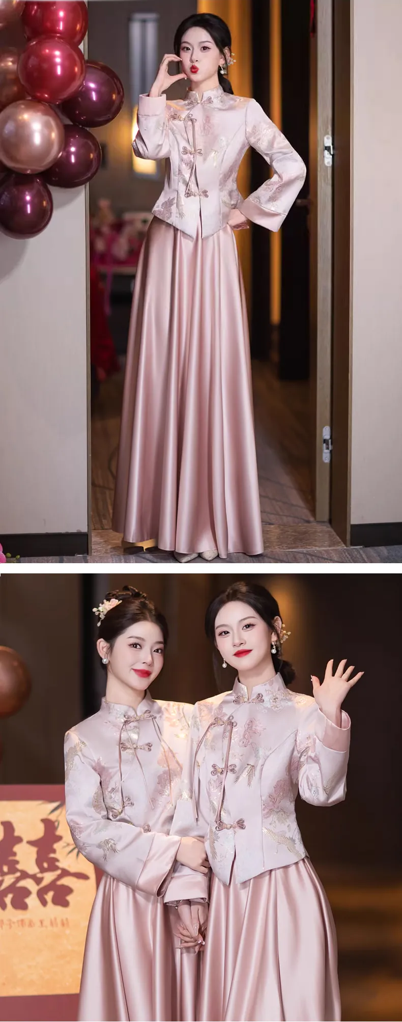 Chic-Modern-Chinese-Style-Pink-Bride-Wedding-Party-Bridesmaid-Dress15