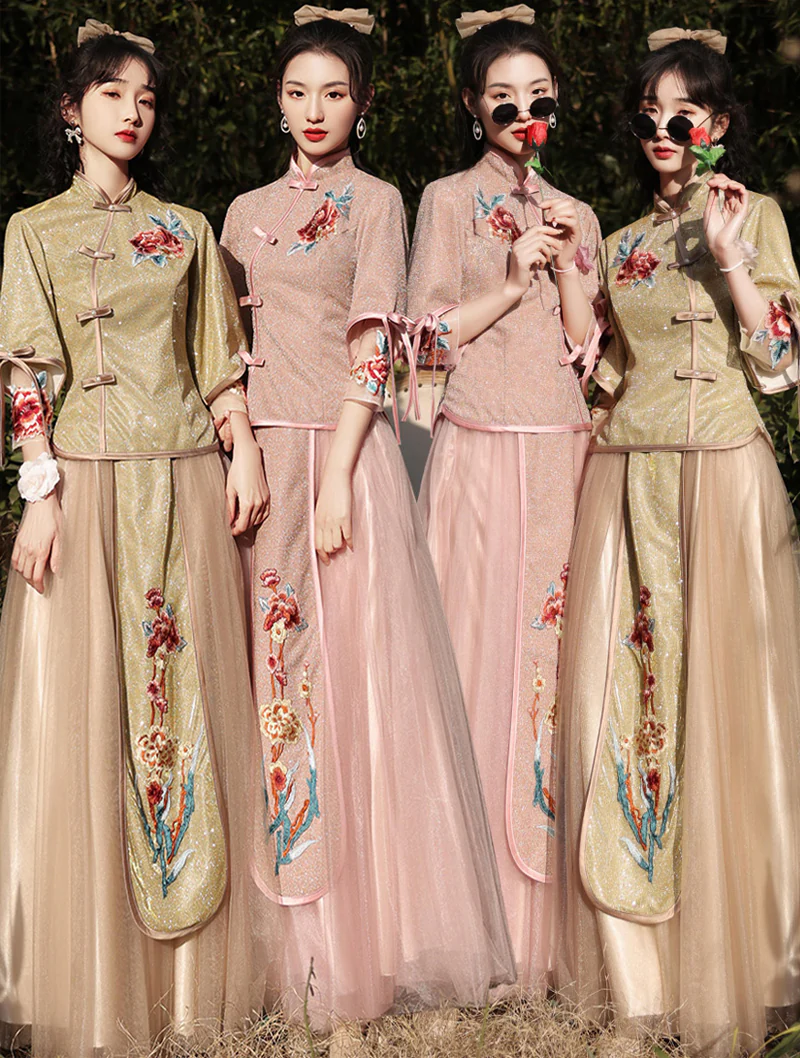 Chinese Aesthetic Wedding Guest Embroidery Bridesmaid Party Dress02