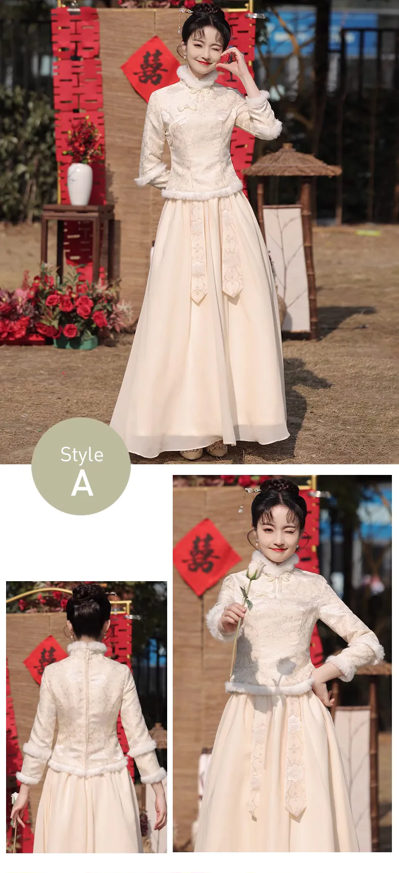 Chinese-Style-Long-Sleeve-Stand-Collar-Champagne-Bridesmaid-Dress12