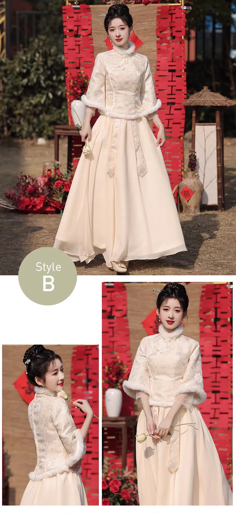 Chinese-Style-Long-Sleeve-Stand-Collar-Champagne-Bridesmaid-Dress14