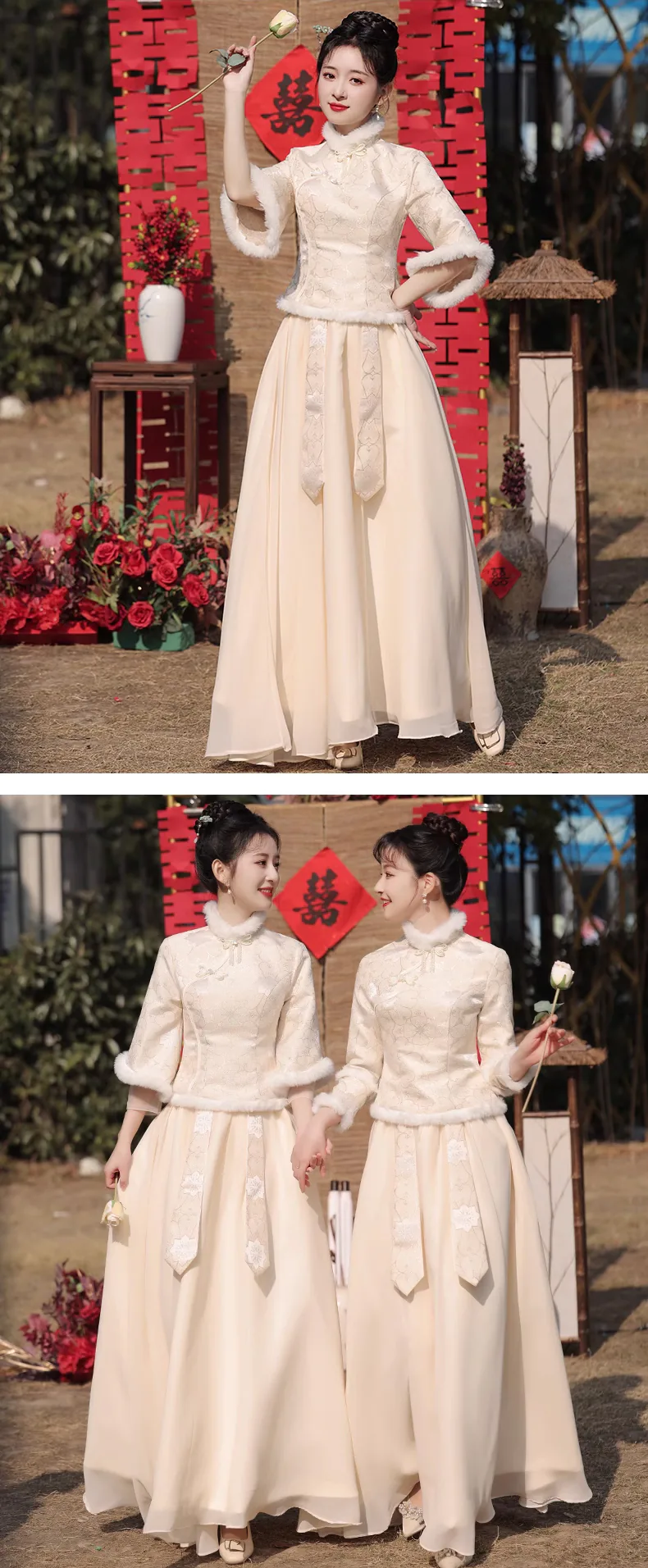 Chinese-Style-Long-Sleeve-Stand-Collar-Champagne-Bridesmaid-Dress15