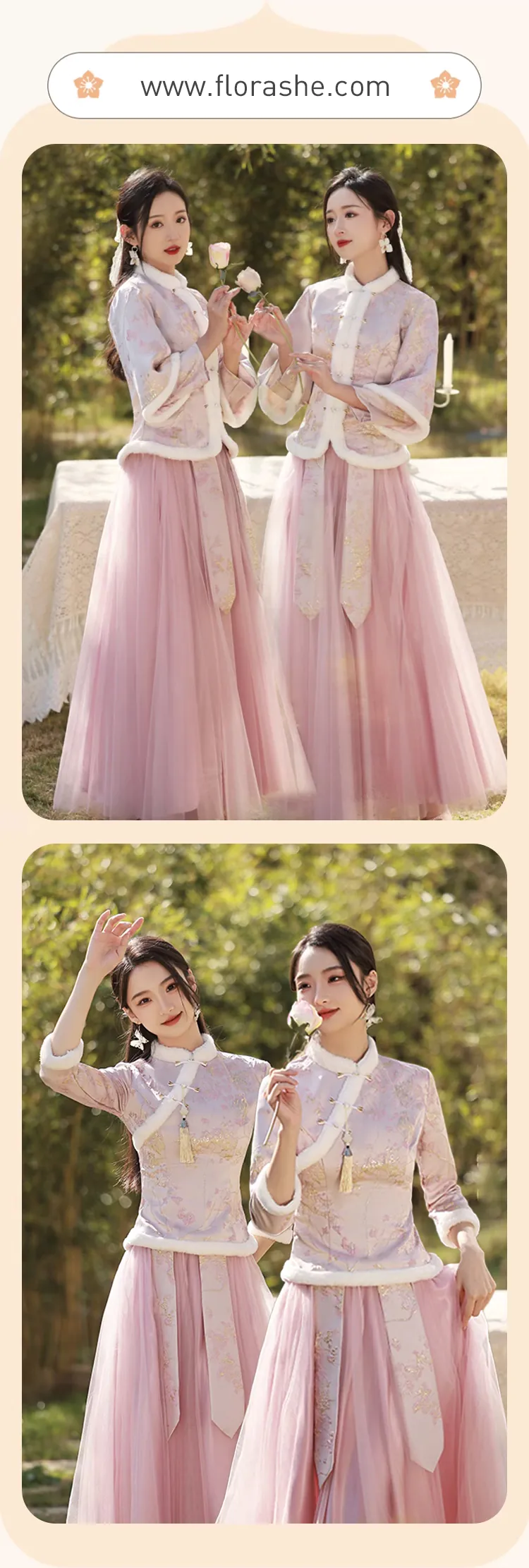 Chinese-Style-Winter-Warm-Wedding-Bridal-Party-Pink-Bridesmaid-Dress12