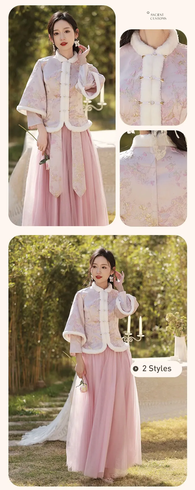 Chinese-Style-Winter-Warm-Wedding-Bridal-Party-Pink-Bridesmaid-Dress15