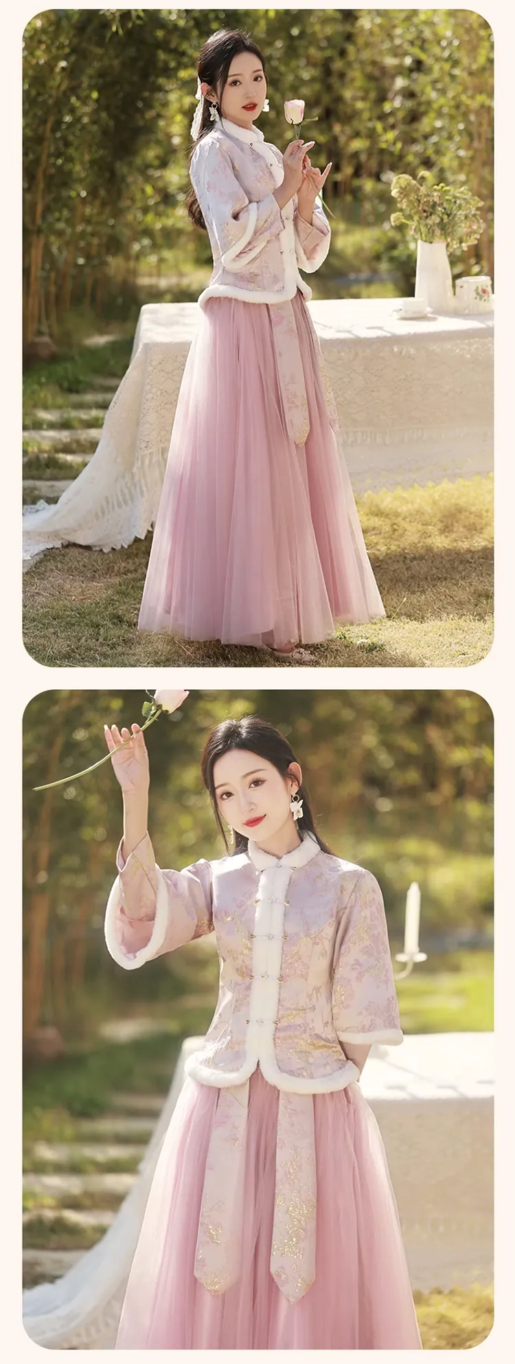 Chinese-Style-Winter-Warm-Wedding-Bridal-Party-Pink-Bridesmaid-Dress16